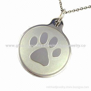 Stainless steel pendants with lovely cat's foot printing, popular and fashionable